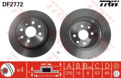 ARKA FREN AYNASI VECTRA B 96-02 270 x 10 x 4DL DOLU 90495268-TRW DF2772-569209-90512909-93182288-569117