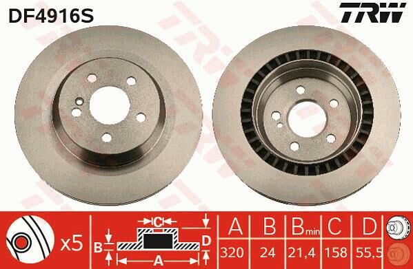 FREN DISKI ARKA MERCEDES AMG W221 C216 W222 R230-TRW DF4916S-A2214231012
