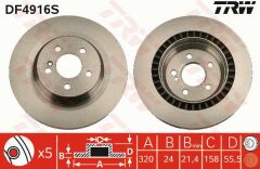 FREN DISKI ARKA MERCEDES AMG W221 C216 W222 R230-TRW DF4916S-A2214231012