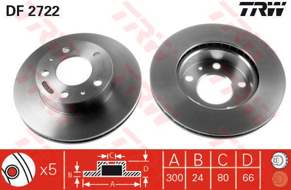 ÖN FREN AYNASI FIAT DUCATO 94 14 PEUGEOT BOXER 94 14 CITROEN JUMPER 94 14 KARSAN JEST 98 300x24x5DELİK-TRW DF2722-4249.H2-4246.K2-4246.Y3-71739637