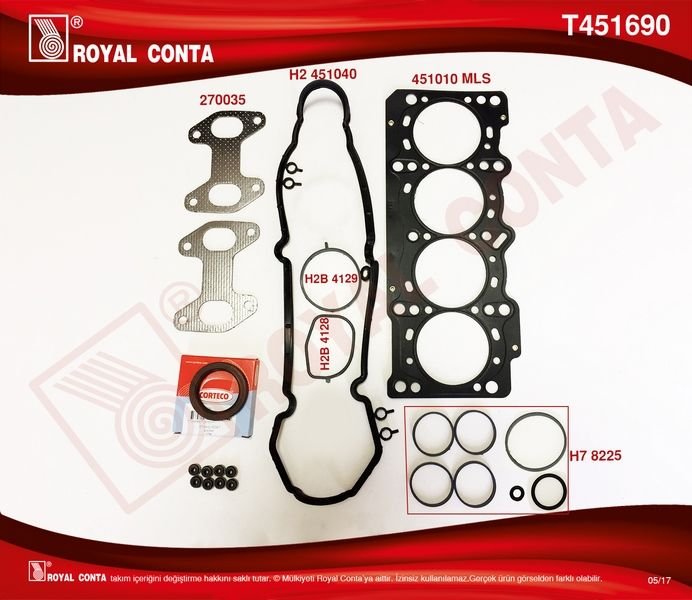 ÜST TAKIM CONTA PALIO-ALBEA-LINEA-PUNTO 1.4 8V 77 HP-ROYAL T451690-71740655