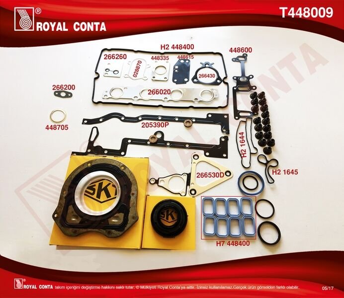 MOTOR TAKIM CONTA SKT KEÇELİB REINZ S.LASTİKLİ SKCSIZ TRANSIT V184 2.4 TDI 01 06-ROYAL T448009-XS4Q6008AAT-T120718