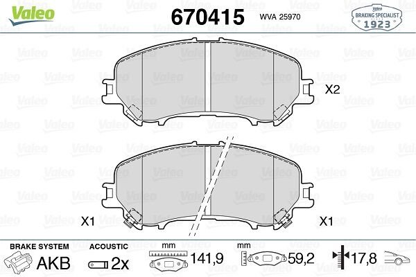 ÖN BALATA RENAULT KADJAR 15 KOLEOS II 15 NISSAN QASHQAI J11 13 X TRAIL III 14-VALEO 670415-410604EA0A-D10604CA0A-410601596R