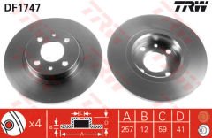 ON FREN DISKI TEMPRA-TIPO-MAREA-BRAVA-BRAVO 96 ALFA ROMEO 145-146 LANCIA DELTA-YPSILON 257x12x4DL-TRW DF1747-46820655-71738373-7663466-46554302