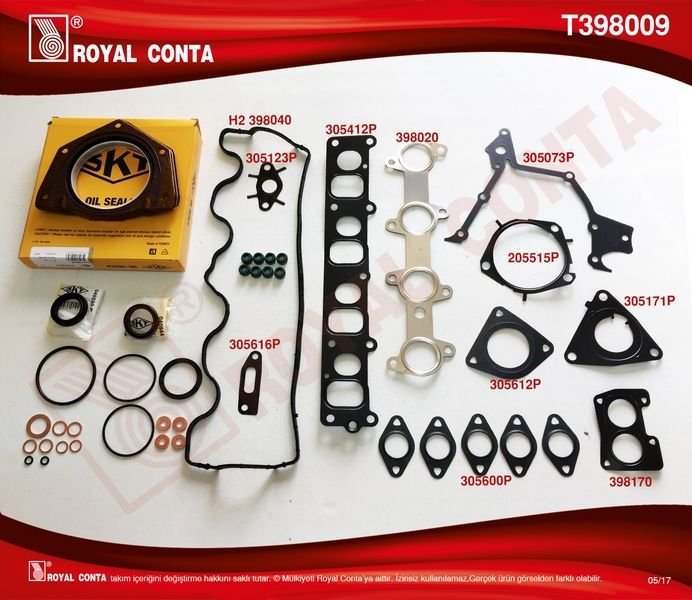 MOTOR TAKIM CONTA SKT KEÇELİ/SUB.LASTİKLİ/SKC SİZ DOBLO-PUNTO 1.9 JTD-ROYAL T398009