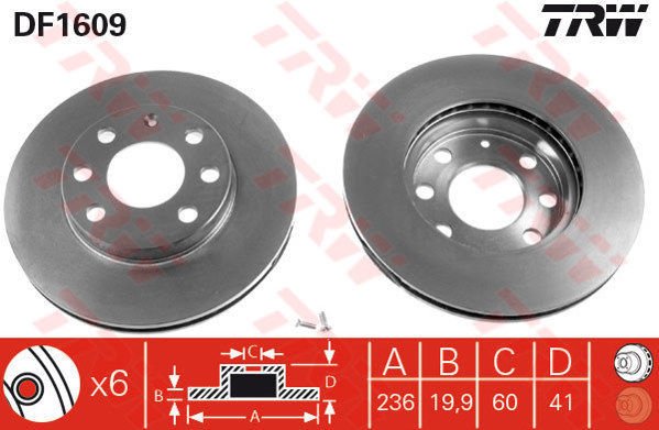 ÖN FREN AYNASI CORSA B-ASTRA F-VECTRA A-ASCONA C-COMBO B 94-01 AVEO-KALOS 03 236x19.9x4DLxHAVALI 90511111-93182291-93281952-TRW DF1609-569014-569031-569054-90008006