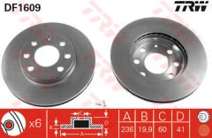 ÖN FREN AYNASI CORSA B-ASTRA F-VECTRA A-ASCONA C-COMBO B 94-01 AVEO-KALOS 03 236x19.9x4DLxHAVALI 90511111-93182291-93281952-TRW DF1609-569014-569031-569054-90008006