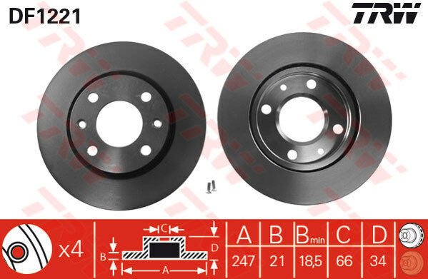 ÖN FREN AYNASI P106 I-II 91-02 206 98 306 93-01 SAXO 96-03 XSARA 97-00 247.5x20.4x4DLxHAVALI-TRW DF1221-4246.A7-4246.94-4249.96-95661747