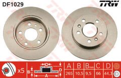ARKA FREN AYNASI RENAULT LAGUNA 94 SAFRANE 92 2.0. 2.2TD 264.7x10.5x5DELİK-TRW DF1029-7700800003-7701204296-7701205845