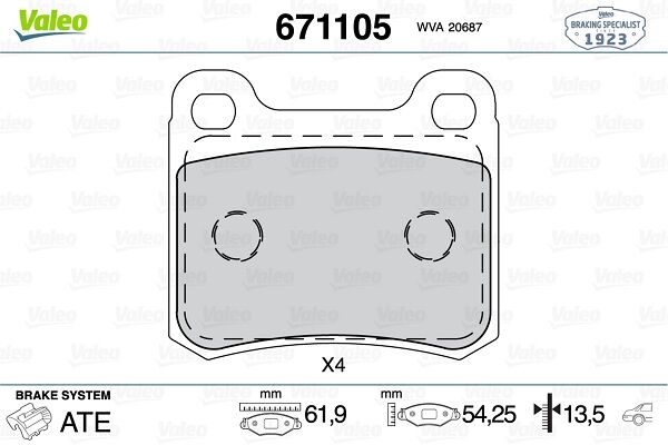 FREN BALATASI ARKA MERCEDES W201 83 93-VALEO 671105-A0014200120