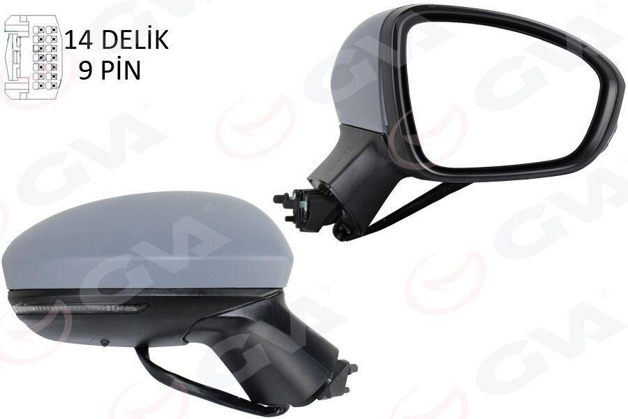 DIŞ DİKİZ AYNASI SAĞ ELEKTRİKLİ ISITMALI SİNYALLİ SENSÖRLÜ ASTARLI KONVEKS CLIO V 19- 12H9P-GVA 1014344-963011854R-963742692R-963651460R