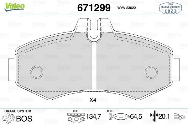 FREN BALATASI ON MERCEDES VITO W638 97 03-VALEO 671299-A0034205420