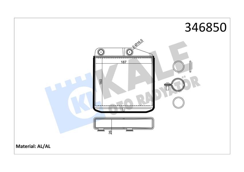 KALORİFER RADYATÖRÜ CORSA D 06 CORSA E 14 ADAM 14 MITO-DOBLO III-LINEA-FIORINO-PRATICO- GRANDE PUNTO 1.2-1.3-1.4 268700 BORUSUZ TİP-KALE 346850-39033120-77363898-77365032-77364557