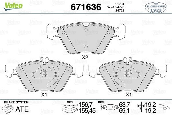 FREN BALATASI ON MERCEDES W210 W211 S211 C208 A208-VALEO 671636-A0044200720