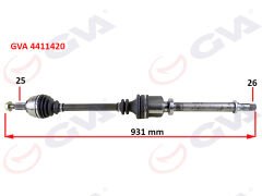 KOMPLE AKS SAĞ MEGANE 3-FLUENCE 1.5 DCİ 6 VİTES 09 931mm-GVA 4411420-8200725502-391000128R-8200896391