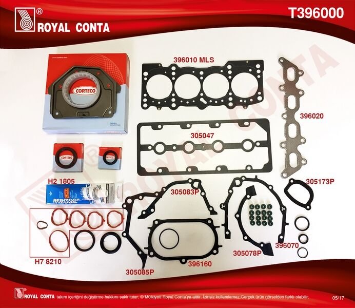 MOTOR TAKIM CONTA KEÇELİ ALBEA-MAREA 1.2 16V-ROYAL T396000