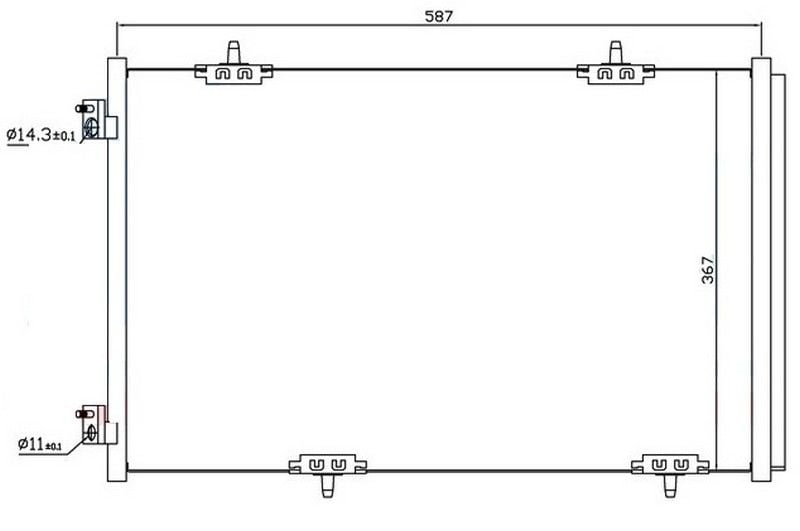 KLİMA KONDENSERİ P301-CITROEN C-ELYSEE 1.2 VTi-1.6 VTi-1.6 HDİ 11/12 587X367X16-ORIS CPE301016-9674994280