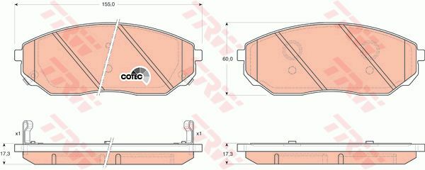 ÖN BALATA KIA SORENTO 2.4 02 2.5 CRDI 02 06 3.3 06 3.5 V6 02-TRW GDB3343-581013EU00-581013EE00-WVA24092