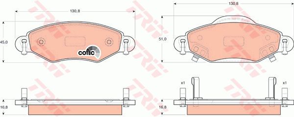 ÖN BALATA YARIS 1.0 99 9.05 1.3 02-9.05 1.4 D4D 01 9.05 1.5 VVTI TS 04/2001 9.05-TRW GDB3324-044650D010-044650D040-WVA23340