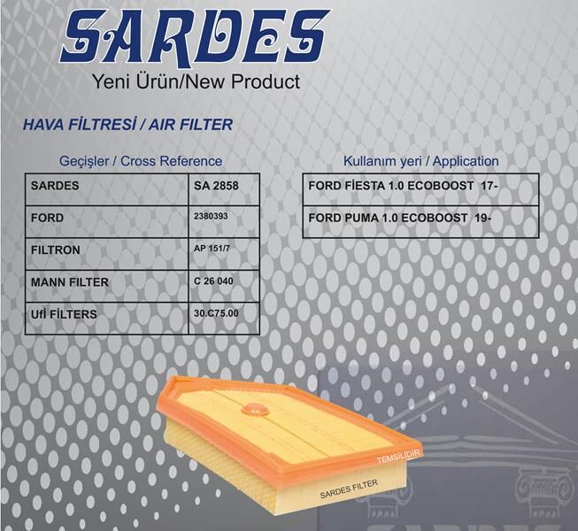 HAVA FİLTRESİ FORD FIESTA VII-PUMA 1.0L 20-SARDES SA2858-L1B1-9601-AB-2380393