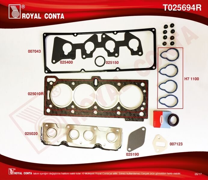 MOTOR ÜST TAKIM CONTA SKT KEÇELİ R19-MGN-CLIO 1.4/1.6 ie-ROYAL T025694R-7701468710