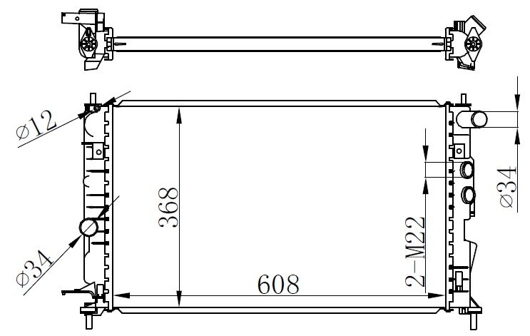 RADYATÖR VECTRA B AC KLİMASIZ MEK BRAZİNG 608x358x26-ORIS BOP101022-1300159-1300160-1300180-1300185