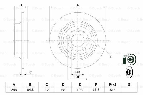 ARKA FREN AYNASI VOLVO S60 01-10 S70 01-05 S80 98-06 XC70 00-07 288x12x5DL DELYKLY 986478495-DF4066-FRENDI 54908-9434167-94341674-94341670