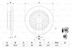 ARKA FREN AYNASI VOLVO S60 01-10 S70 01-05 S80 98-06 XC70 00-07 288x12x5DL DELYKLY 986478495-DF4066-FRENDI 54908-9434167-94341674-94341670