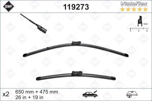 SILECEK ON 650 mm / 475 mm TESLA MODEL Y 5YJY 2019 MODEL 3 5YJ3 2018 VW PASSAT B8 T-ROC ARTEON-VALEO 119273-107673000B-107673100A-3G1998002