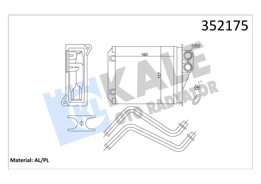 KALORIFER RADYATORU ARKA MERCEDES SPRINTER B906 06 . VW CRAFTER 30-35-50 06-KALE 352175-A0038359001
