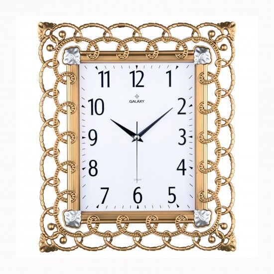 DUVAR SAATİ ALTIN SARISI ÇERÇEVE ÇAP:32.3CMX 37.5CM PVC KADRAN SESSİZ AKAR MAKİNE MİNERAL CAM AKRİLİK BOYALI 2 RENK ABS KASA KADRAN BASKI ALANI: 105X170MM KADRAN ÖLÇÜSÜ: 190X241MM-SAAT 76-AG-SAAT 76-AG