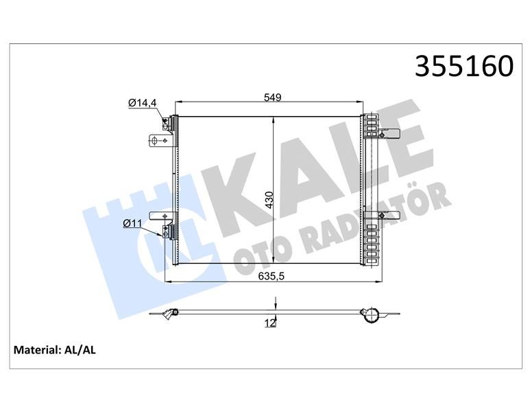 KLİMA KONDANSATÖRÜ OPEL GRANDLAND P5008 16 P3008 16 P308 14 C4 13 1.5-1.6-2.0 BLUEHDI 1.2-16 XHT PureTech AL/BRZ 533X430.1X12-KALE-3552498-9817275680