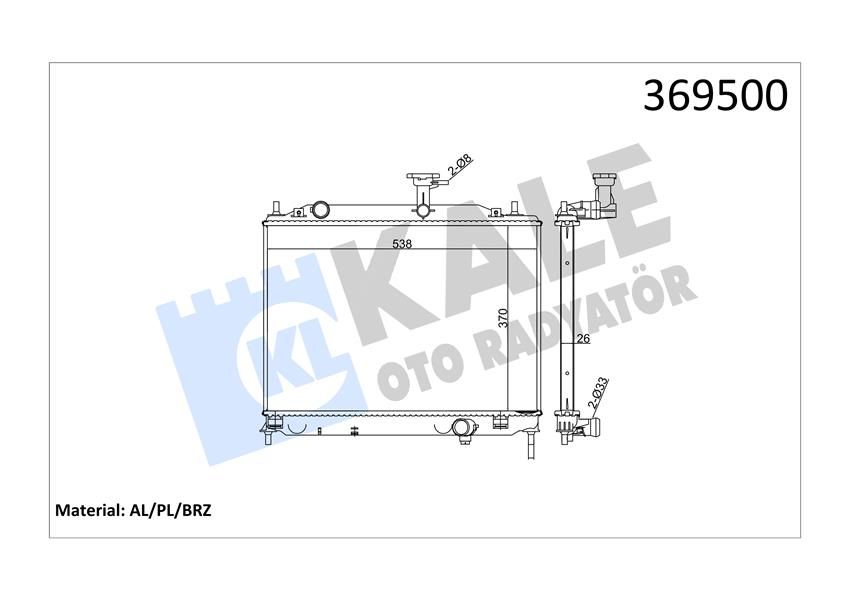 RADYATÖR ACCENT-ERA 1.5 CRDI AL/PL/BRZ MEK. 370x538x26-KALE-253101E300-253101E350-253101E301