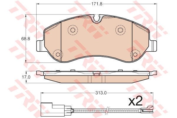 ÖN BALATA FORD TRANSIT V363 14 -TRANSIT CUSTOM 2.2 TDCI 12 2 ADET KABLOLU-TRW GDB1967-MEBK2J2K021AA-BK212K021AA -1842632
