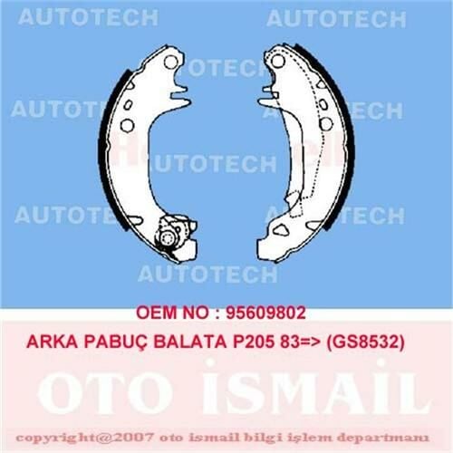 ARKA PABUÇ BALATA CITROEN VISA 1.6GTİ 1.7D 180x32 GS8532-AUTOTECH PB4029-95609802-95609801