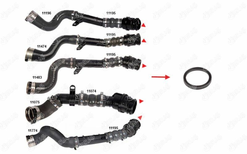 TURBO BORUSU CONTASI PLASTİK BORU HARİÇ OK İLE GÖSTERİLEN CONTA DACIA DUSTER HS 1.5 dCi 4x4 K9K 658-856-858-898 13-18-IBRAS 11013-8201313260-8201316998-144604343R