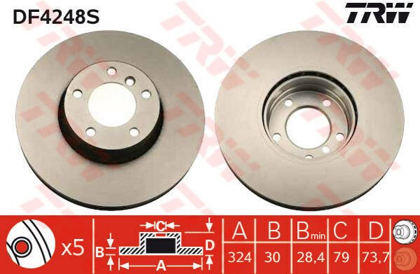 FREN DISKI ON ADET BMW E39 00 04-TRW DF4248S-34116767059