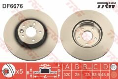 ÖN FREN AYNASI ADET VOLVO S40 2004-2012 C70 II 2006-2013 V40 2012 V50 04-12 320X5-DL-TRW DF6676S-31262720-31302573-31329122