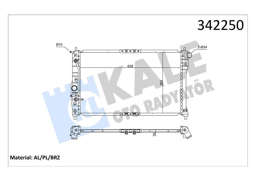 RADYATÖR DAEWOO LANOS CHERY CHANCE-SEN S AL-PL-BRZ-KALE 342250-96182260-P96182260