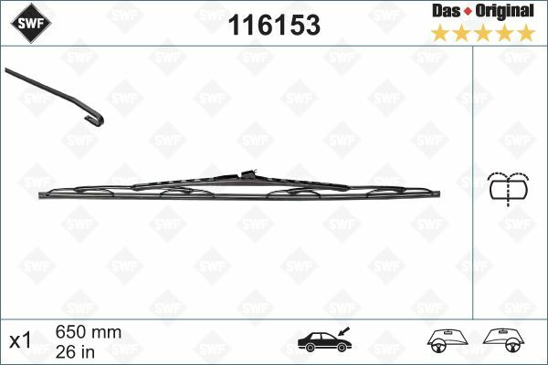 SILECEK SUPURGESI ON SOL 650mm MERCEDES VITO W638 97 03 SWF-VALEO 116153-A6388201145-A6388201445