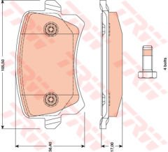 ARKA BALATA CADDY-TIGUAN-PASSAT-A6-Q3 11 GDB1763 WVA 24483 105.5X56.4X17 MM-TRW GDB1763-5N0698451-3C0698451FE-JZW698451G