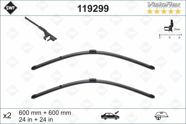 SILECEK SUPURGESI TAKIMI 600mm / 600mm MERCEDES W204 S204 C204 C218 X218 W212 S212 C207 A207 SWF-VALEO 119299-A2048201145