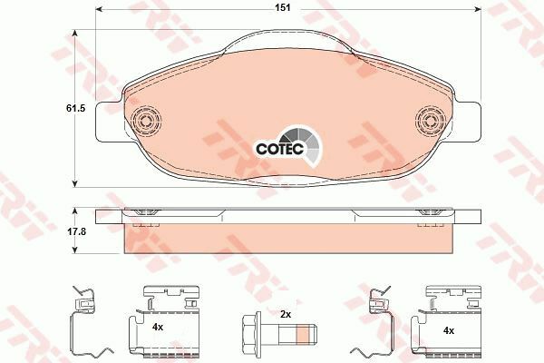 ÖN BALATA P308 1.4 1.6 HDİ 2.0 HDİ 07 P308 SW 07 P308 CC 1.6 HDİ 09 P3008 13 1.6 HDI-VTI-TRW GDB1761-1647862780-4254.26-1609253080
