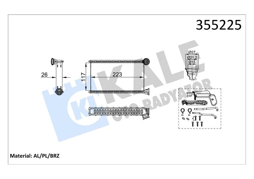 KALORİFER RADYATÖRÜ PSA C1. 108. AYGO-KALE 355225-1611283980-1611284180-87050YV030
