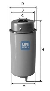 YAKIT FİLTRESİ FORD TRANSİT 2.0 TD-CI 92 KW/125 HP 05/02-10/04 - 2.4 TD-CI 101 KEW/137 HP 197mm-UFI 2443200-YC159176AA-YC159176A2C-2C119176BA