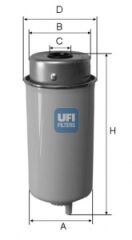 YAKIT FİLTRESİ FORD TRANSİT 2.0 TD-CI 92 KW/125 HP 05/02-10/04 - 2.4 TD-CI 101 KEW/137 HP 197mm-UFI 2443200-YC159176AA-YC159176A2C-2C119176BA