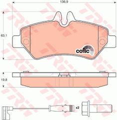 FREN BALATASI ARKA MERCEDES SPRINTER B906 06 . VW CRAFTER 30-35-50 TEK TEKER-TRW GDB1697-A0044206920-2E0698451