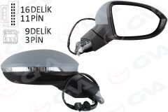 DIŞ DİKİZ AYNASI SAĞ ELEKTRİKLİ ISITMALI SİNYALLİ ASTARLI HAFIZALI KÖR NOKTALI KONVEKS VW GOLF 20-GVA 1075282-5H1857508A9B9-5H1857508AF-5H0857538