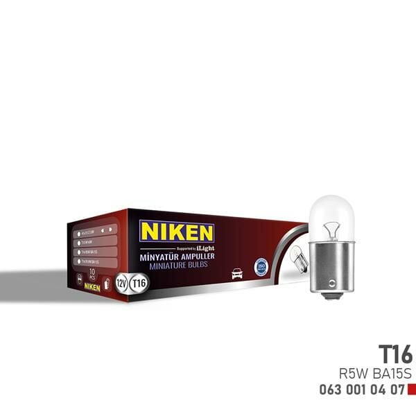 NIKEN T16 MINYATUR AMPUL R5W BA15S 12V 10LU-NIKEN 0630010407