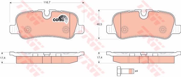 FREN BALATASI ARKA DISCOVERY 3 4 L319 R.R 3 VOGUE L322 R.R SPORT I L320-TRW GDB1632-SFP500021-LR019627-LR134696